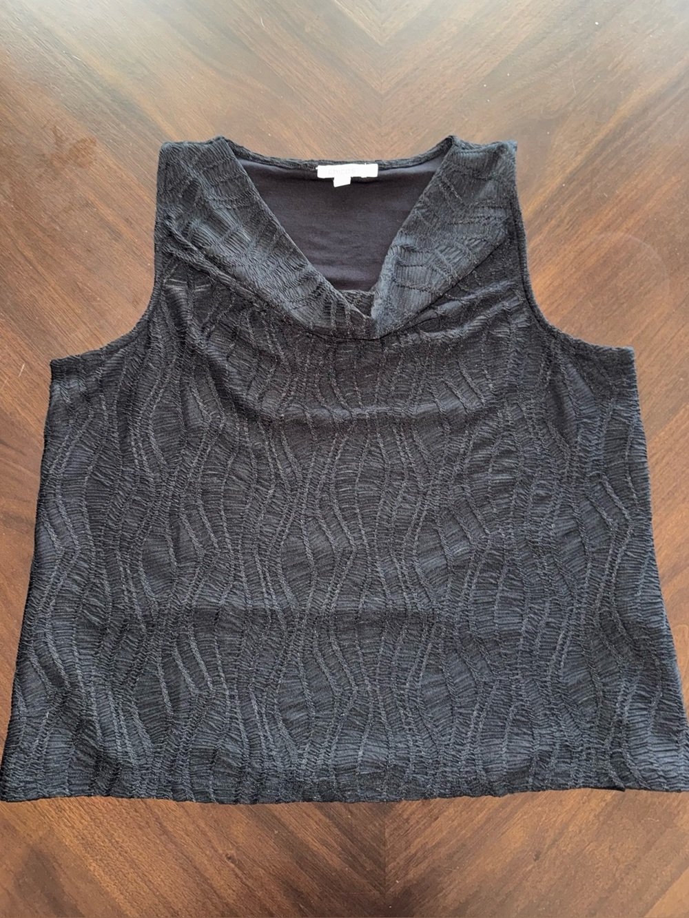 EUC Chico's Black Sleeveless Textured Cowl-Neck Tank